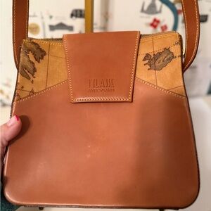 Alviero Martini Brown Map Design Shoulder Bag
